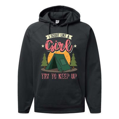 I Scout Like A Girl Try To Keep Up Troop Leader Scout Performance Fleece Hoodie