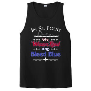 In St. Louis We Wear Red and Bleed Blue Sports Fan PosiCharge Competitor Tank