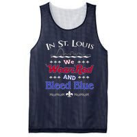 In St. Louis We Wear Red and Bleed Blue Sports Fan Mesh Reversible Basketball Jersey Tank