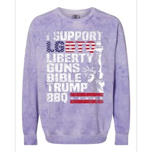 I Support Lgbtq Liberty Guns Bible Trump Bbq Colorblast Crewneck Sweatshirt