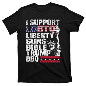 I Support Lgbtq Liberty Guns Bible Trump Bbq T-Shirt