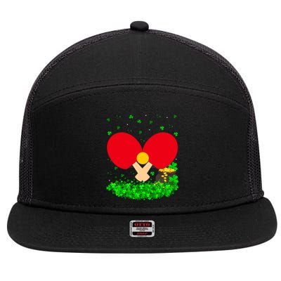 Irish Shamrock Leprechaun Table Tennis St Patrick's Day Gift 7 Panel Mesh Trucker Snapback Hat