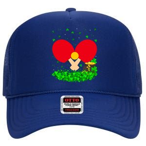 Irish Shamrock Leprechaun Table Tennis St Patrick's Day Gift High Crown Mesh Back Trucker Hat