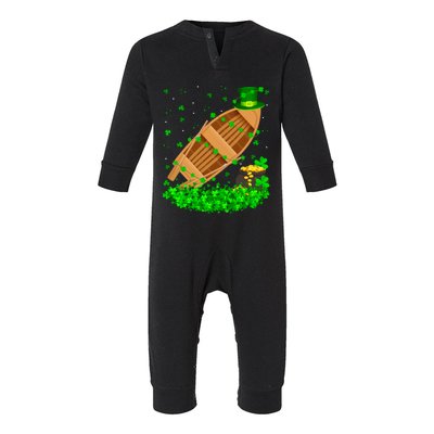 Irish Shamrock Leprechaun Fishing Boat St Patrick's Day Cool Gift Infant Fleece One Piece