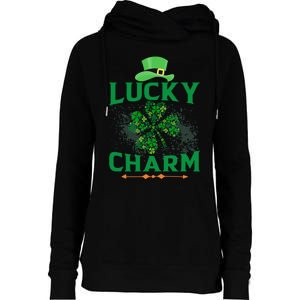 Irish Shamrock Lucky Charm Womens Funnel Neck Pullover Hood