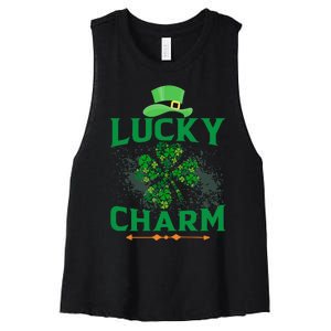 Irish Shamrock Lucky Charm Women's Racerback Cropped Tank