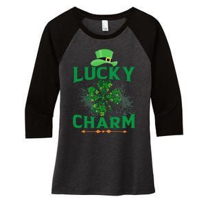 Irish Shamrock Lucky Charm Women's Tri-Blend 3/4-Sleeve Raglan Shirt