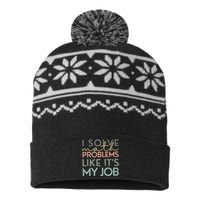 I Solve Math Problems Like ItS My Job Funny Back To School USA-Made Snowflake Beanie