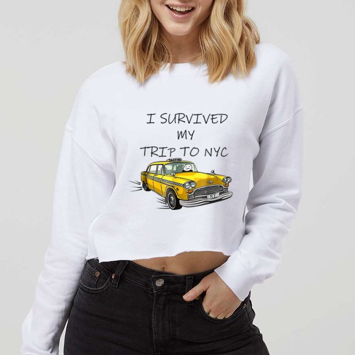 i survived my trip to nyc   Cropped Pullover Crew