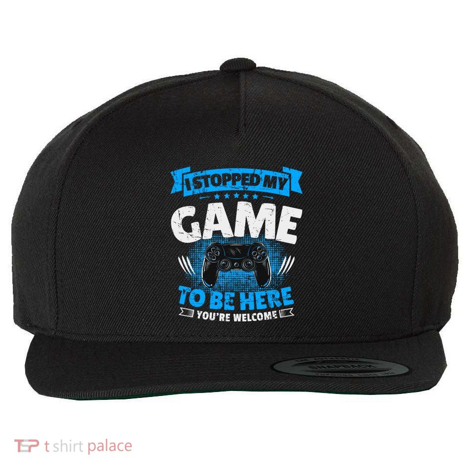 I Stopped My Game To Be Here Gaming Funny Video Gamer Gift Wool Snapback Cap