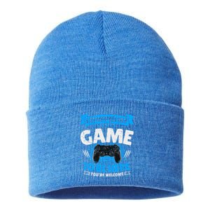 I Stopped My Game To Be Here Gaming Funny Video Gamer Gift Sustainable Knit Beanie