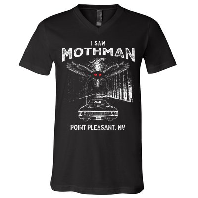 I Saw Mothman In Point Pleasant West Virginia Cryptid V-Neck T-Shirt