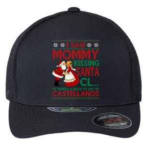 I Saw Mommy Kissing Santa Claus As There's A Driver To Left Gift Flexfit Unipanel Trucker Cap