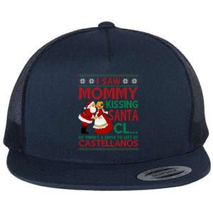 I Saw Mommy Kissing Santa Claus As There's A Driver To Left Gift Flat Bill Trucker Hat