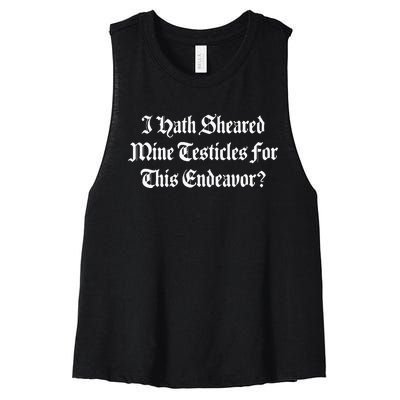 I Shaved My Balls For This Old English Funny Quote Meme Text Women's Racerback Cropped Tank