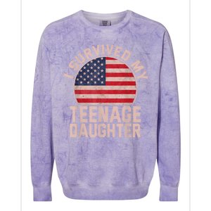 I Survived My Teenage Daughter Birthday American Flag Lover Colorblast Crewneck Sweatshirt