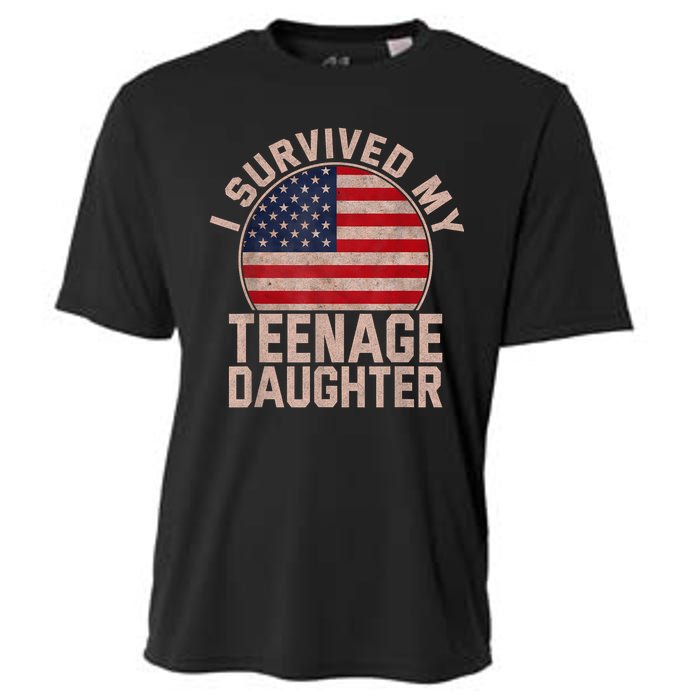 I Survived My Teenage Daughter Birthday American Flag Lover Cooling Performance Crew T-Shirt