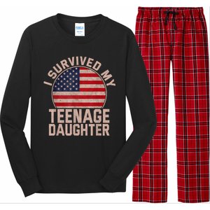 I Survived My Teenage Daughter Birthday American Flag Lover Long Sleeve Pajama Set