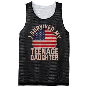 I Survived My Teenage Daughter Birthday American Flag Lover Mesh Reversible Basketball Jersey Tank