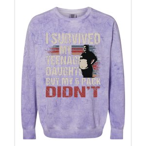 I Survived My Teenage Daughter FatherS Day Colorblast Crewneck Sweatshirt