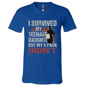 I Survived My Teenage Daughter FatherS Day V-Neck T-Shirt