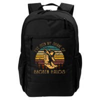 Ive Seen My Share Of Broken Halos Cowboy Boots Country Music Daily Commute Backpack