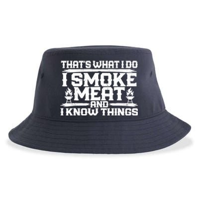 I Smoke Meat And I Know Things Grilling BBQ Lovers Sustainable Bucket Hat