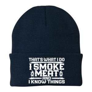 I Smoke Meat And I Know Things Grilling BBQ Lovers Knit Cap Winter Beanie