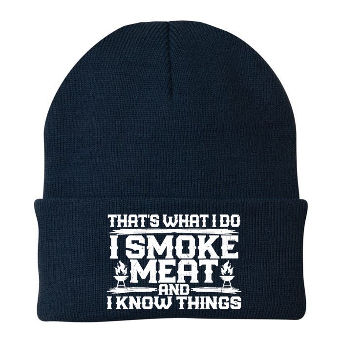 I Smoke Meat And I Know Things Grilling BBQ Lovers Knit Cap Winter Beanie