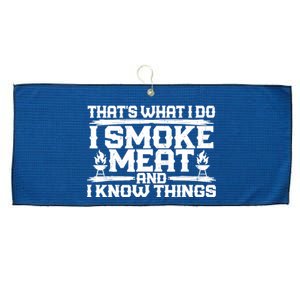 I Smoke Meat And I Know Things Grilling BBQ Lovers Large Microfiber Waffle Golf Towel