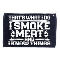 I Smoke Meat And I Know Things Grilling BBQ Lovers Grommeted Golf Towel