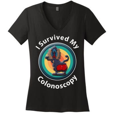 I Survived My Colonoscopy Survivor Hospital Patients Funny Women's V-Neck T-Shirt