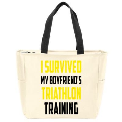 I Survived My BoyfriendS Triathlon Training Triathlete Zip Tote Bag