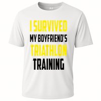 I Survived My BoyfriendS Triathlon Training Triathlete Cooling Performance Crew T-Shirt