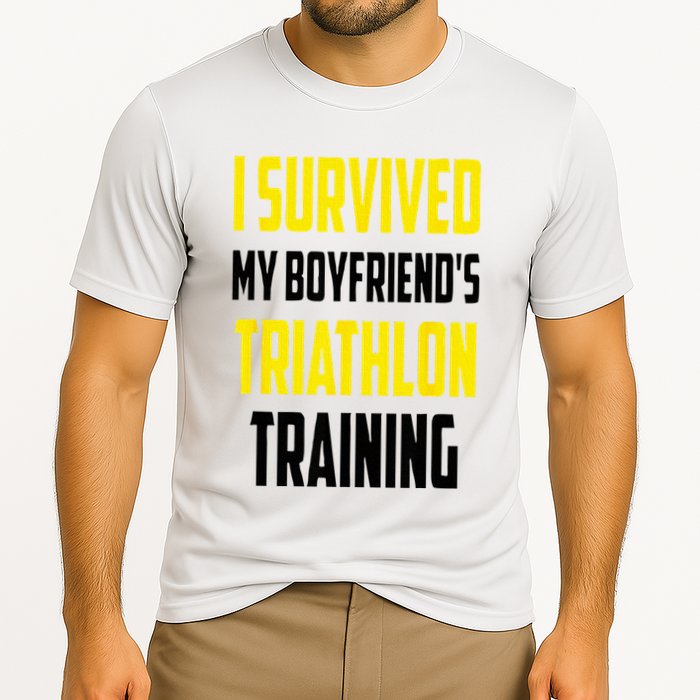 I Survived My BoyfriendS Triathlon Training Triathlete Cooling Performance Crew T-Shirt