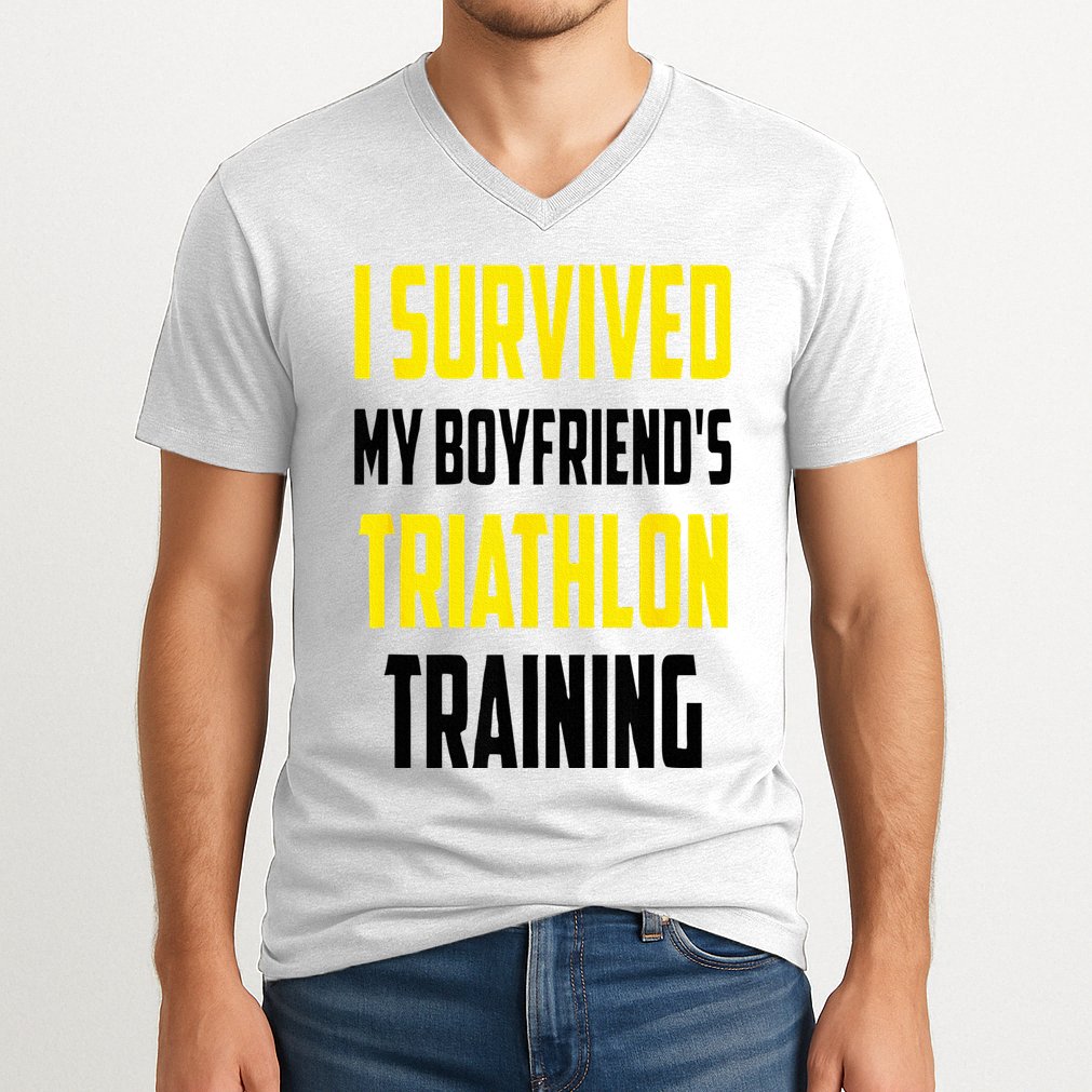 I Survived My BoyfriendS Triathlon Training Triathlete V-Neck T-Shirt