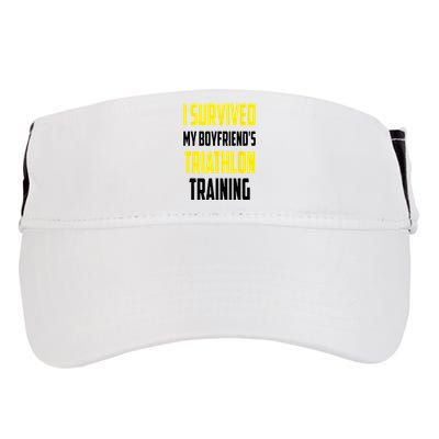 I Survived My BoyfriendS Triathlon Training Triathlete Adult Drive Performance Visor