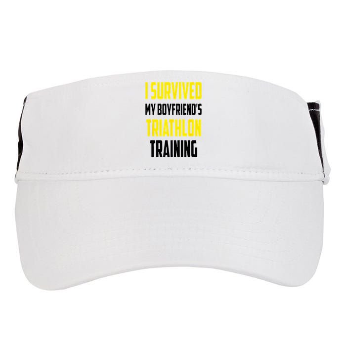 I Survived My BoyfriendS Triathlon Training Triathlete Adult Drive Performance Visor