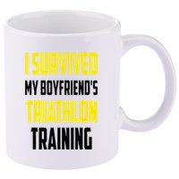I Survived My BoyfriendS Triathlon Training Triathlete 11oz C Handle Ceramic Mug