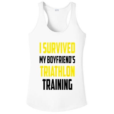 I Survived My BoyfriendS Triathlon Training Triathlete Ladies PosiCharge Competitor Racerback Tank