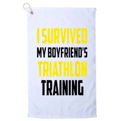 I Survived My BoyfriendS Triathlon Training Triathlete Golf Towel