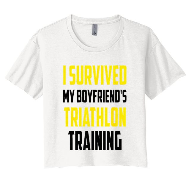 I Survived My BoyfriendS Triathlon Training Triathlete Crop Top