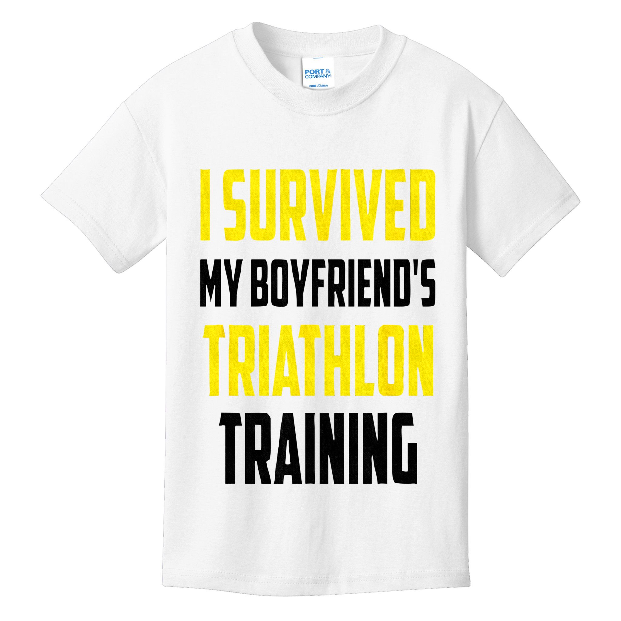 I Survived My BoyfriendS Triathlon Training Triathlete Kids T-Shirt
