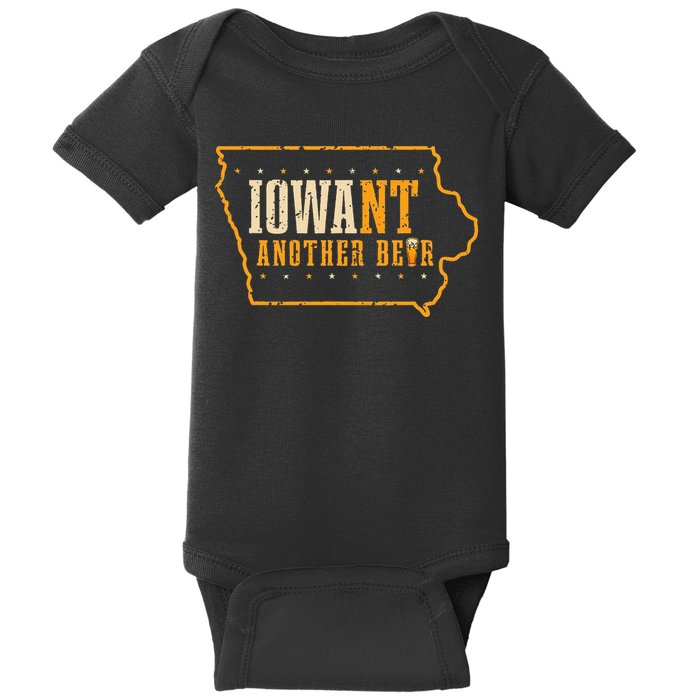 Iowa State Map I Want Another Beer Funny Drinking Baby Bodysuit