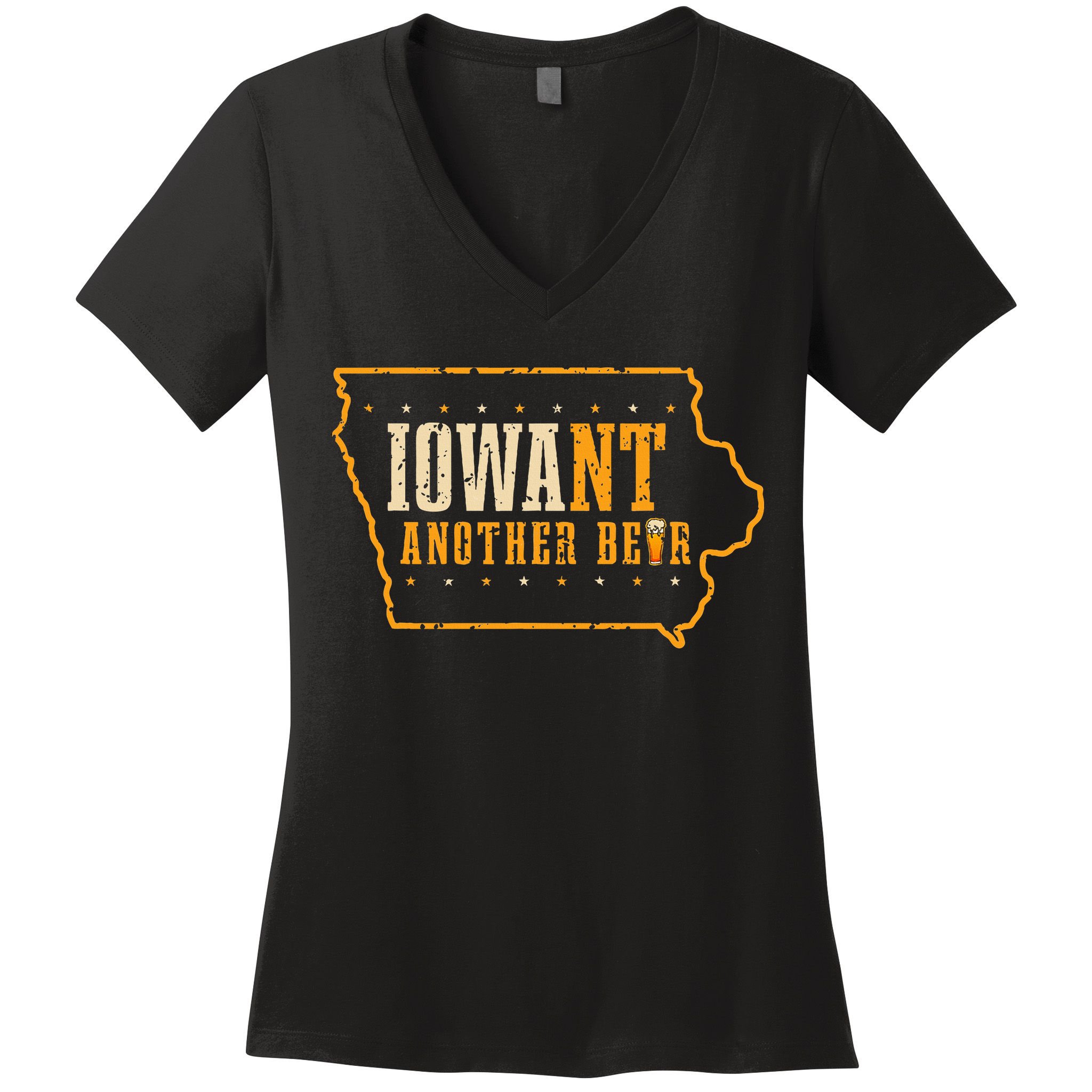 Iowa State Map I Want Another Beer Funny Drinking Women's V-Neck T-Shirt