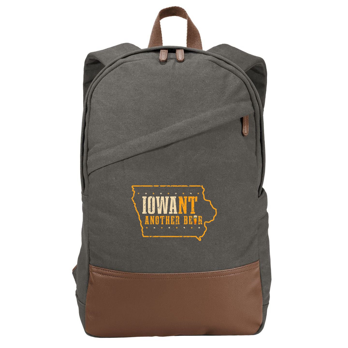 Iowa State Map I Want Another Beer Funny Drinking Cotton Canvas Backpack