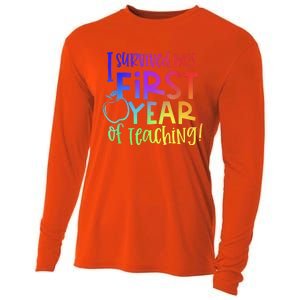 I Survived My First Year Of Teaching Back To School Teacher Cooling Performance Long Sleeve Crew