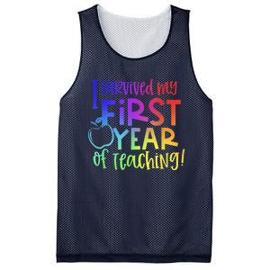 I Survived My First Year Of Teaching Back To School Teacher Mesh Reversible Basketball Jersey Tank