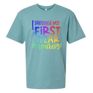 I Survived My First Year Of Teaching Back To School Teacher Sueded Cloud Jersey T-Shirt