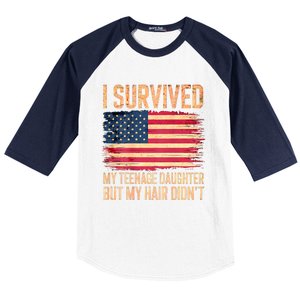 I Survived My Teenage Daughter FatherS Day Funny Baseball Sleeve Shirt